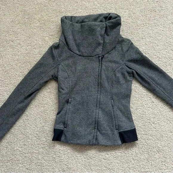 Lululemon Karmacollected Jacket Sweater Heathered Speckled Gray Black 6 W4F16S - Picture 5 of 16